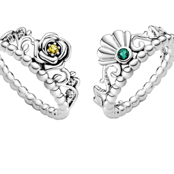 

2020 New Summer Little Mermaid Ariel Tiara Ring Beauty and Beast Belle Tiara Ring Women Engagement Jewelry Making Wedding Rings