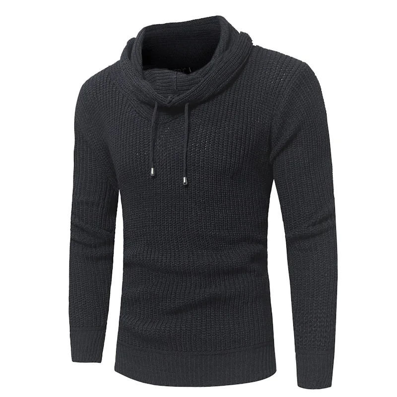 

New Arrival Cotton Blend Men's Sweater With High Collar For Autumn Solid Color Slim Fit Knitted Sweater Casual Large Man Clothes