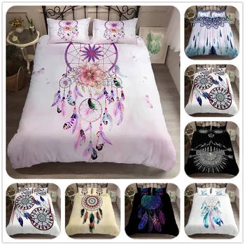 

3D Butterfly Dreamcatcher Quilt Bed Cover Set Comfortable Bedding Pillowcase ZipperSingle Double Full Queen King Size For Kids