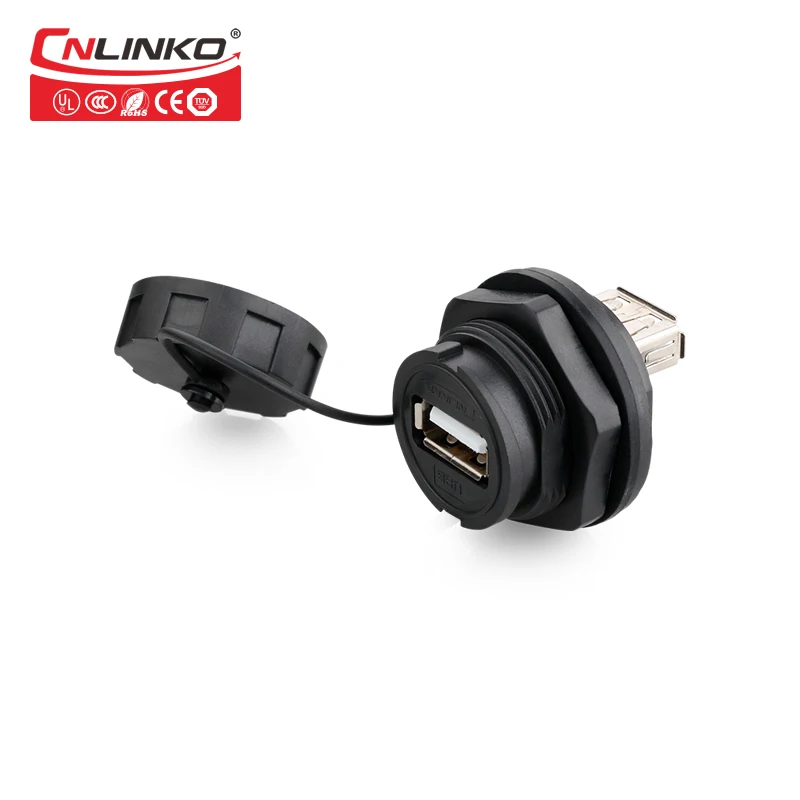 Cnlinko герметичный USB разъем для передачи данных на передней панели с крышкой и металлической цепью типа A USB IP67 водонепроницаемые заглушки - Цвет: Panel mounting