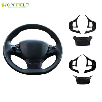 

abs carbon fiber steering wheel swithes sticker Multifunction steering wheel button trim for peugeot 4008 2017 308 308sw 308gt