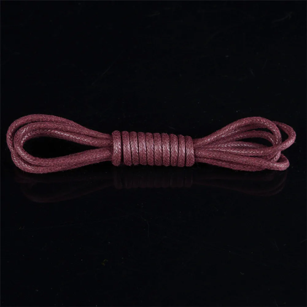 Wine Red 1 пара, высокое качество, вощеные круглые шнурки для ботинок, шнурки для ботинок martin, мужская кожаная обувь, повседневные хлопковые шнурки черного цвета - Цвет: Wine Red