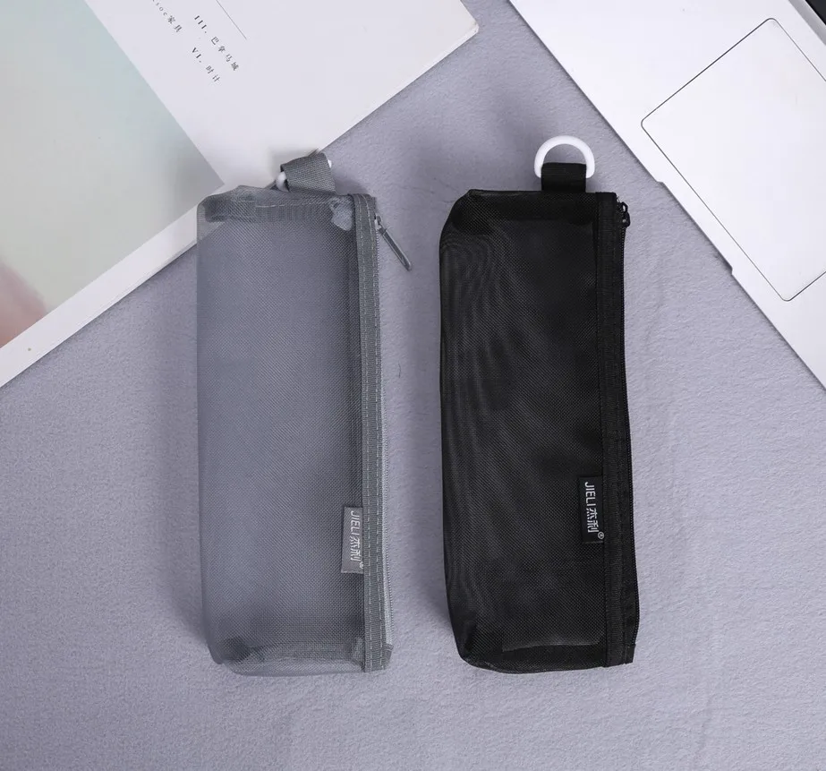 

Jerry Simple Transparent Mesh Pencil Case Storage Bag Students Examination Exclusive Portable Pencil Case Large-Volume Stationer