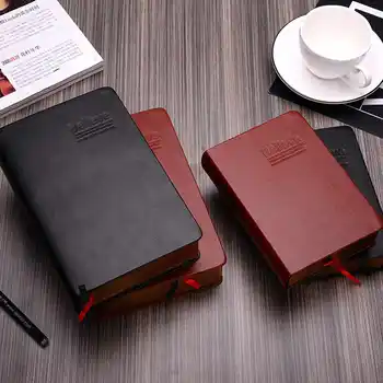 

KICUTE 14.5x21cm A6 Vintage Bible Journal Diary Notebook School Kid Large Thicken Leather Cover Note Book Stationery Black/Brown