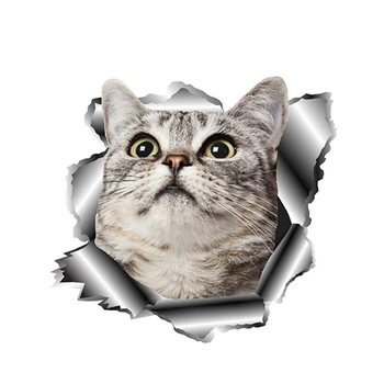 

Funny Cute Pet Cat Torn Metal Car Sticker Automobiles Motorcycles Exterior Accessories Reflective Vinyl Decals,13cm*12.2cm