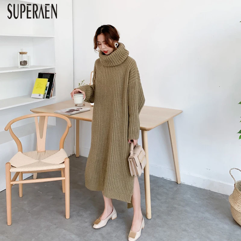 SuperAen, осень и зима, Новые пуловеры, свитера для женщин, водолазка, сплошной цвет, плюс размер, женский свитер, модный