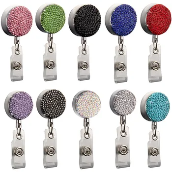 

New Design 1 Piece Top Quality Retractable Nurse Badge Reel Clip Fashion Rhinestone Badge Holder Students Doctor ID Card Holder