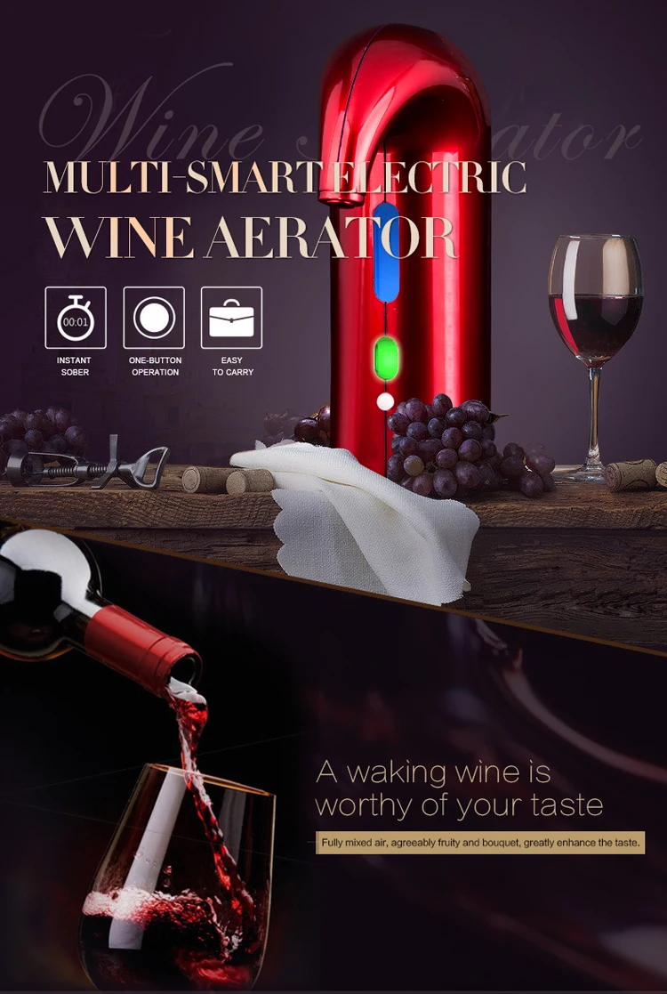 SUNWAY Electronic Christmas Gift 2020 Bar Accessories Amazon Top Sell Aerator Wine Pump Red Wine Aerator Pourer Automatic