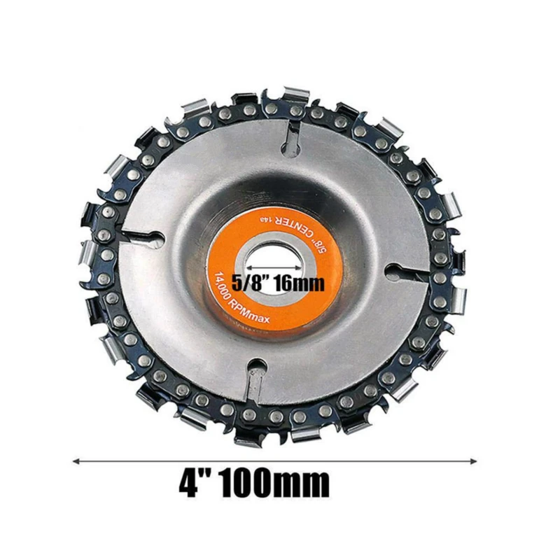 

1PC 4 Inch Grinder Disc With Chain 22 Tooth Fine Cut Chain Set for 100/115 Angle Grinders Wood Carving Disc Cut Chainsaw Disc