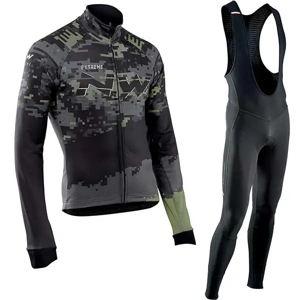 autumn set 6 Pro Team NW Зимняя Теплая Флисовая велосипедная одежда для мужчин Northwave Джерси костюм для езды на велосипеде MTB Одежда комбинезон комплект - Цвет: autumn set 6