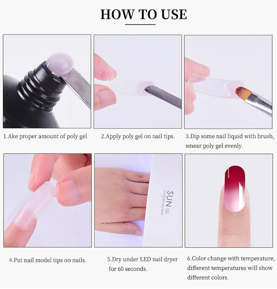 Nail Art Poly Gel Quick Builder Extension Nail Gel Polish Semipermante Enhancement Camouflage Fake Nails LED UV Polygel Varnish