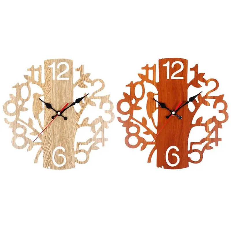 

European Retro Wall Clock Hanging Tree-shaped Bird Bedroom Home Bar Decor