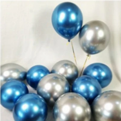 10 шт./лот металлические шары золотистый, серебристый, металлический на день рождения воздушные шары с хромовым сплавом латексные воздушные шары для свадьбы вечеринки украшение шары JL0117 - Цвет: Blue and silver