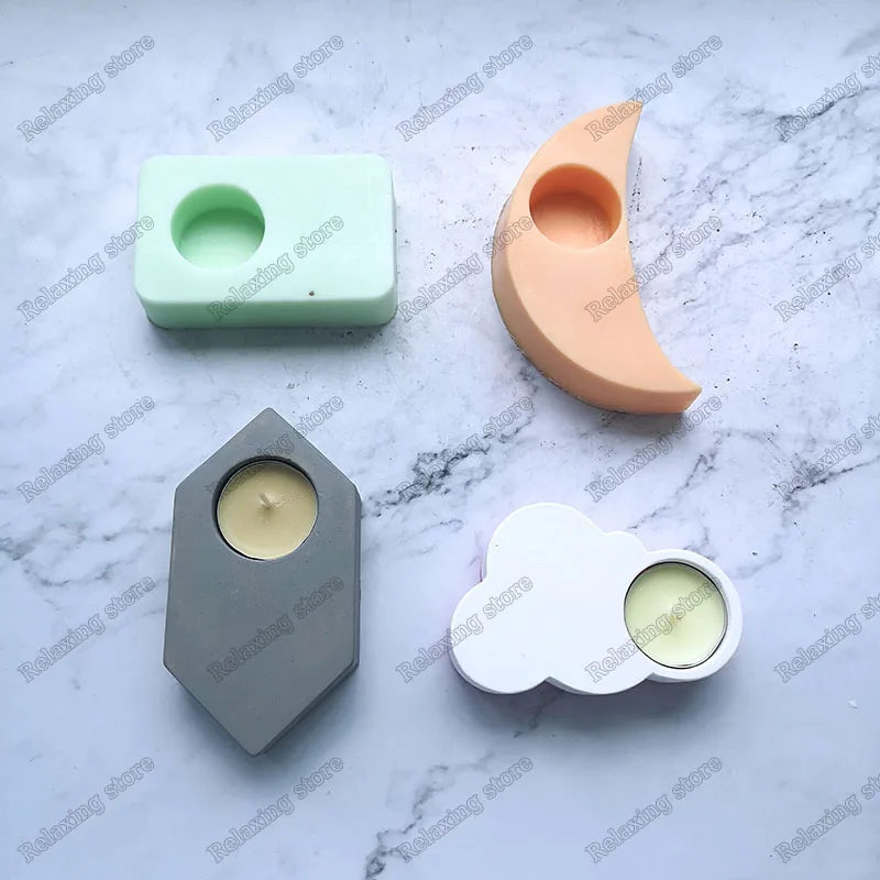 

Creative Candle Holder Concrete Molds Different Shapes Candlestick Plaster Crafts Mould Succulents Cement Clay Molds