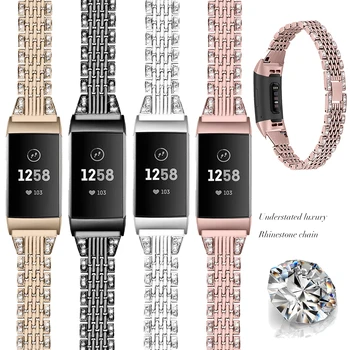 

Metal Stainless Steel Band For Fitbit Charge 3 Replacement Smartwatch Women Diamond Bracelet For Fitbit Charge3 Strap