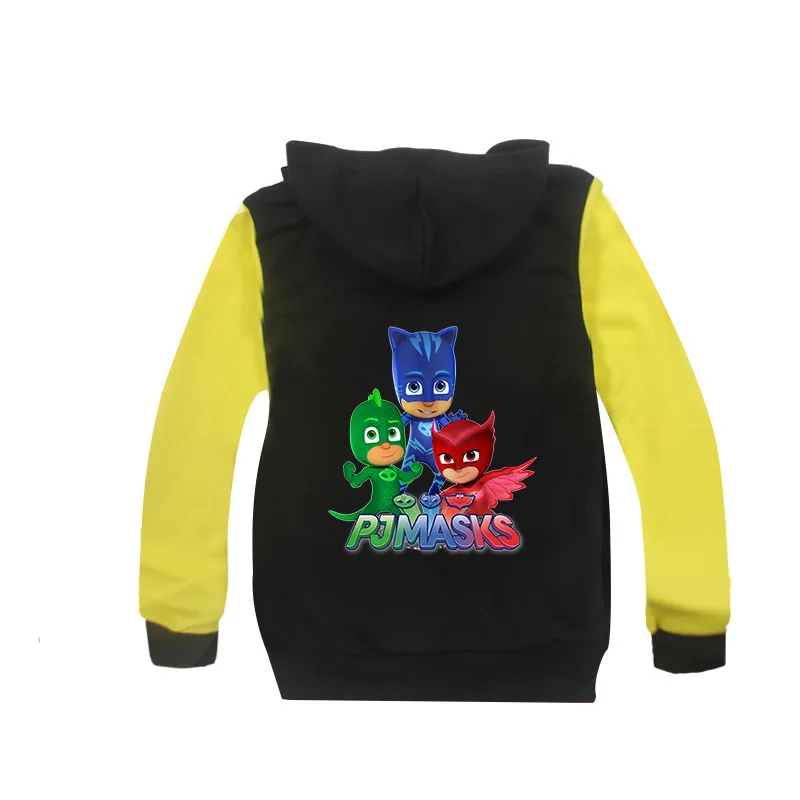 Костюмы героев мультфильма «Герои в масках», Осенние новые Для мужчин и Для женщин с капюшоном Детская парка с подкладом, с свитер на молнии с капюшоном с рисунками Pj Mask для Модные Повседневное детская Спортивная куртка 2S25