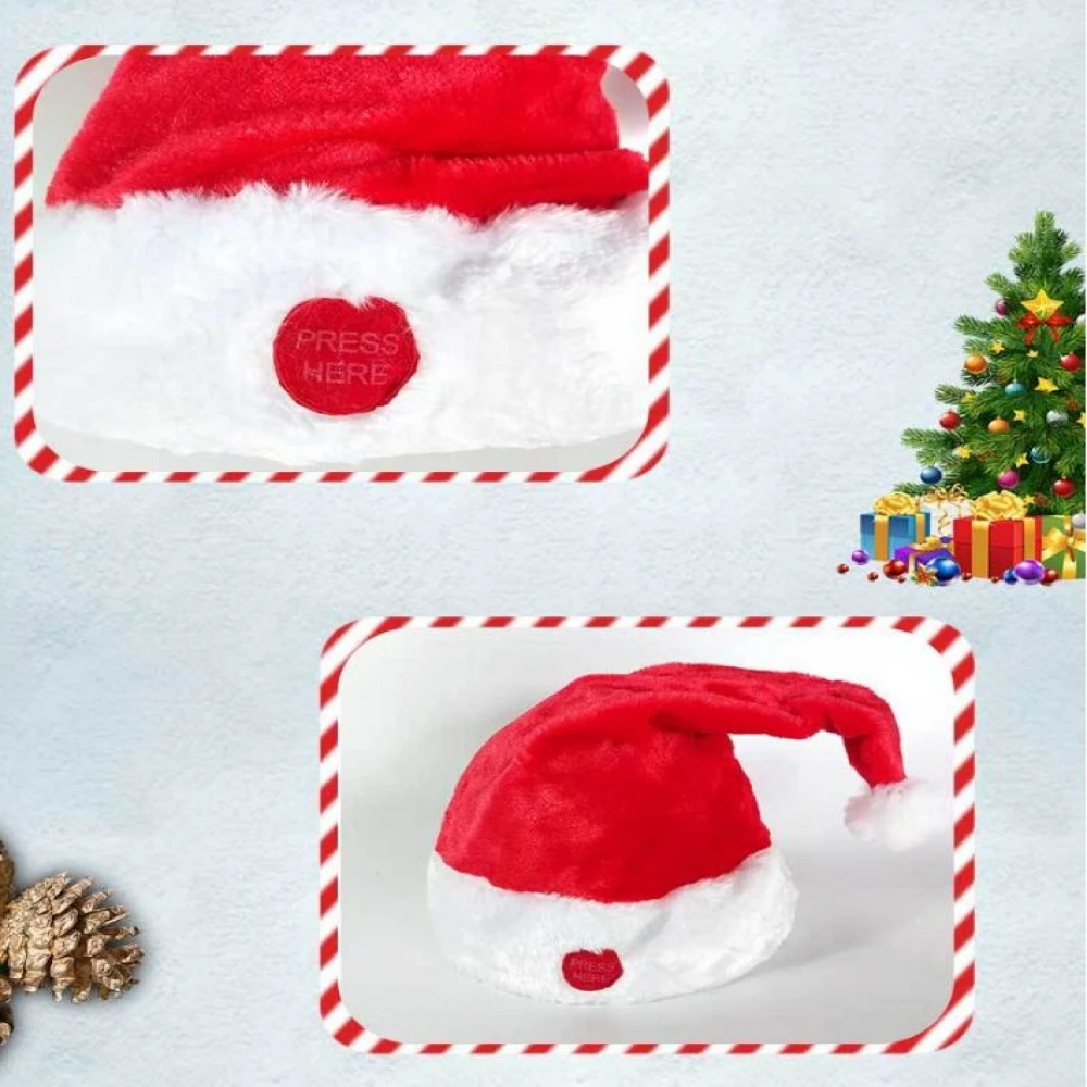 New Electric Christmas Hat Plush Toy Sing Glowing Swing Santa Hat Christmas Decoration Gift Electric Music Christmas HatChildre