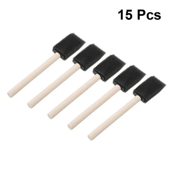 

15pcs 2.5cm Art Sponge Brushes Wood Handle Paint Brushes Tools for Drawing Painting Graffiti (Black)