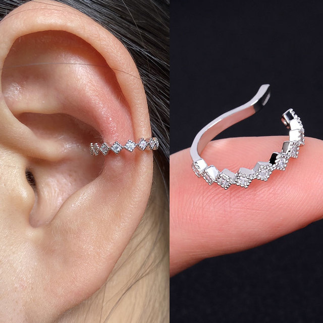 Korean Style Women Girls Flower Leaf Clip Earrings Without Piercing Rainbow Earring Crystal Zircon Ear Cuff  Fashion Jewelry