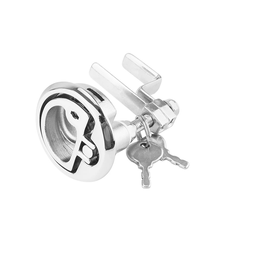 2 inch Slam Latch Flush Pull Turning Lock Lift Handle for Boat Deck Hatch Doors with 2 Keys Locking Style - 316 Stainless Steel