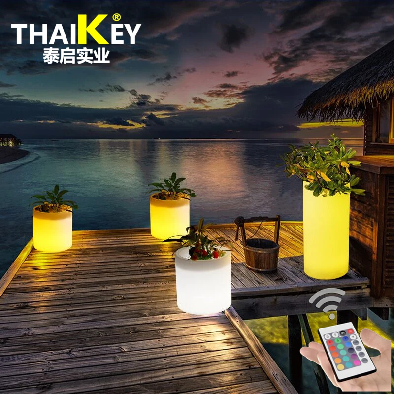 

Planter LED Colorful Lighting Plastic LED RGB 16 Color Changing Lighted Plant Pots For Wedding Commercial Activity Decoration