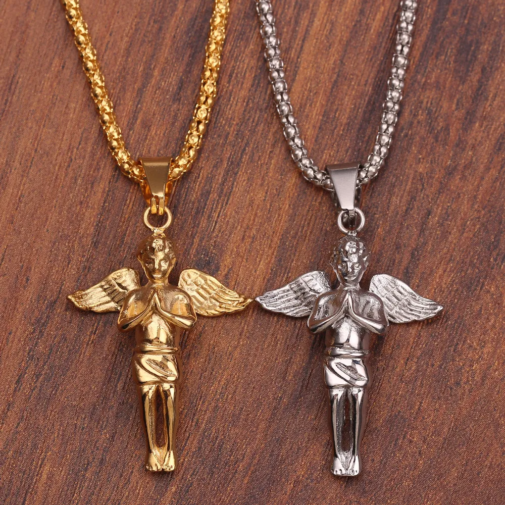 Высокое качество ожерелье с кулоном в виде крыльев Ангела золотое серебряное