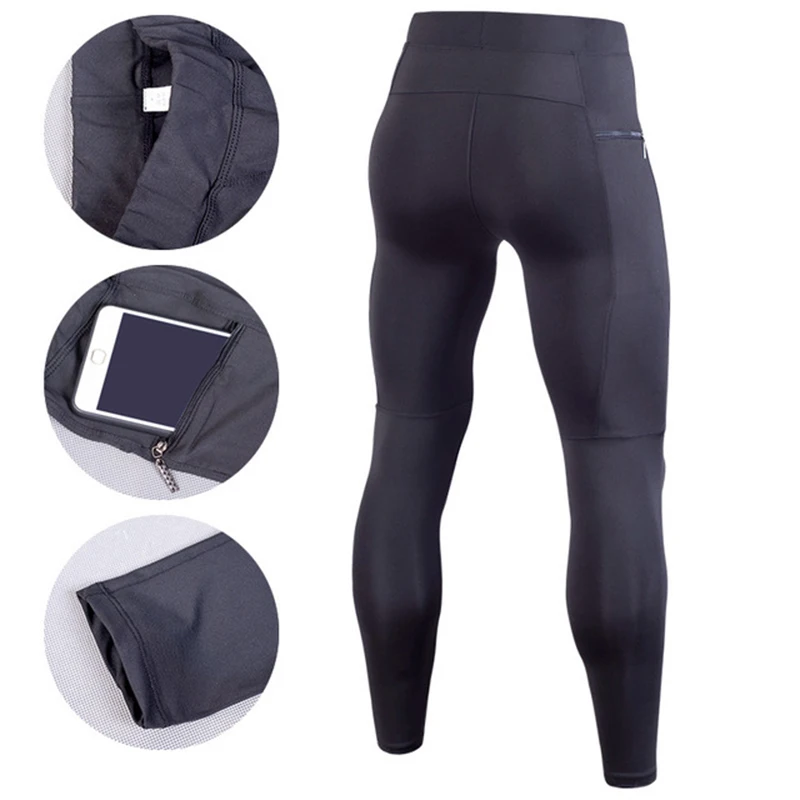 Compression Workout Running Tights Men with Pocket Base Layer GYM Fitness Pants Quick Dry Sports Sweatpants Leggings