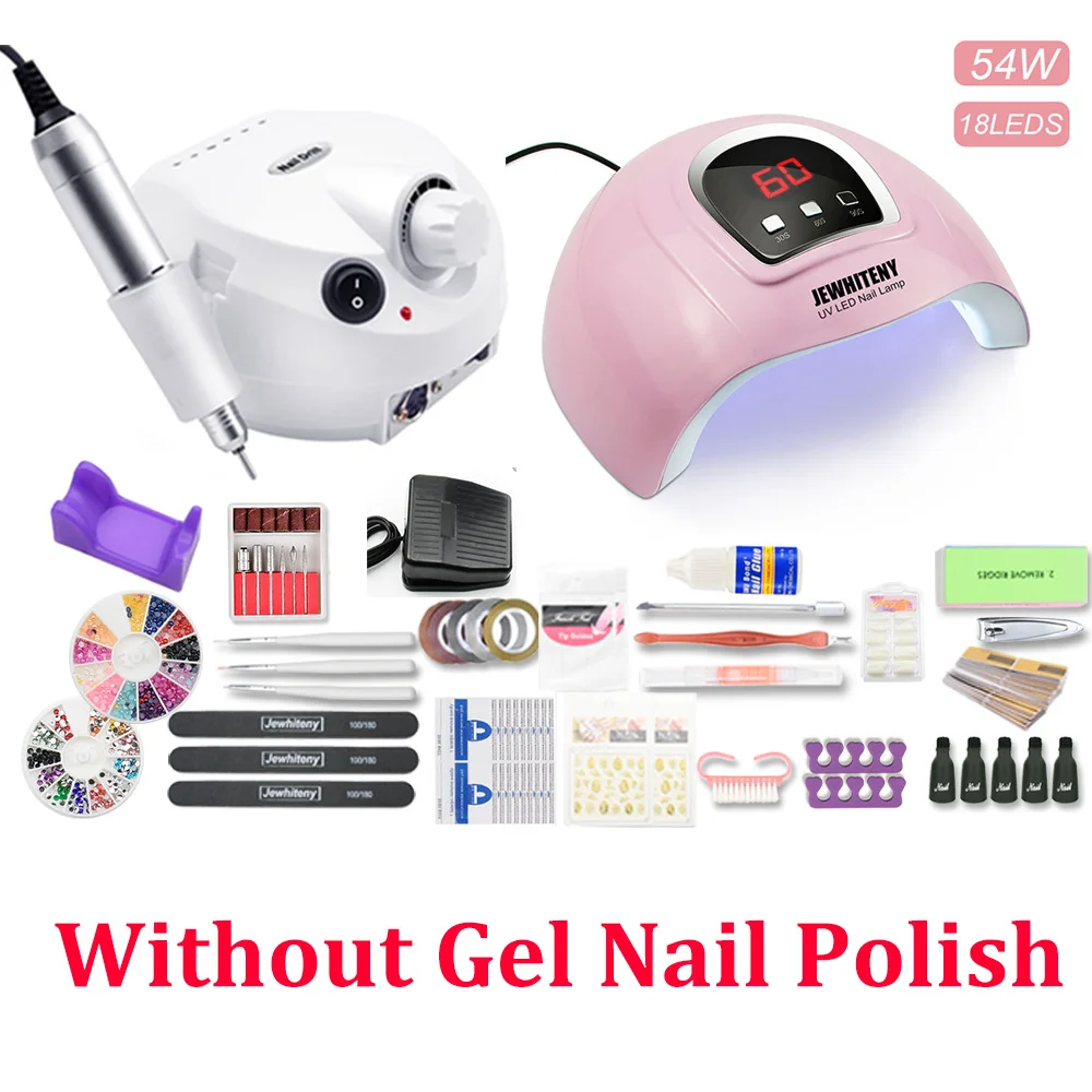 Nail drill machine with 120W UV LED Lamp for Manicure Kit Gel Set Nail Drill Machine Kit Nail File Tool Nail Extension Set - Цвет: drill lamp no gel 2