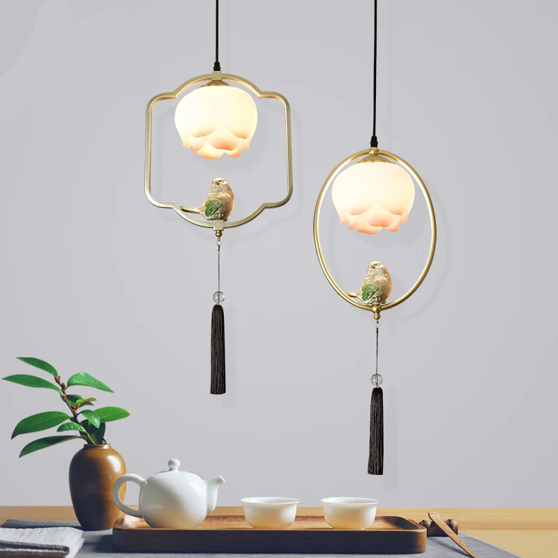 

Zen New Chinese Style Small A Chandelier Originality Personality Light Luxurious Study Teahouse Single Head Bedroom Bedside