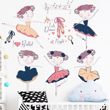 

Music Dancing Girl Wall Stickers for Kids room Bedroom Baby room Eco-friendly Vinyl Wall Decals Art Nursery Wall Murals Home