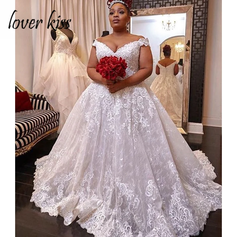 Lover Kiss vestido de Noiva кружевное Африканское свадебное платье с открытыми плечами аппликация для бального платья невесты плюс vestido de casamento