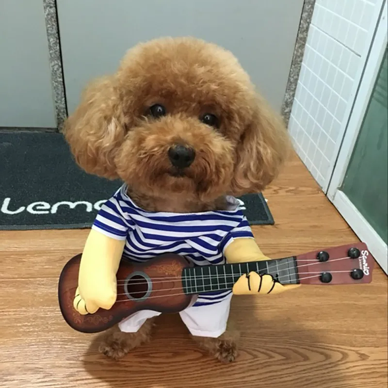 Красивая одежда для собак Хэллоуин гитара Красивая забавная переносная дышащая прочная футболка для собак Одежда для щенков