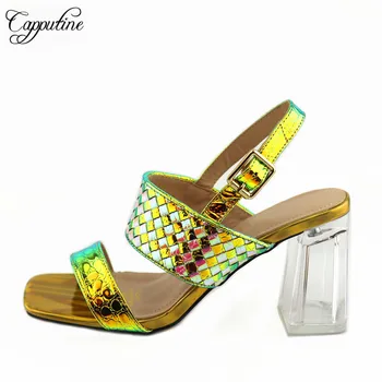 

Wonderful gold sandals fashion high heel African shoes for party lady CR821-1 ,heel height 9cm