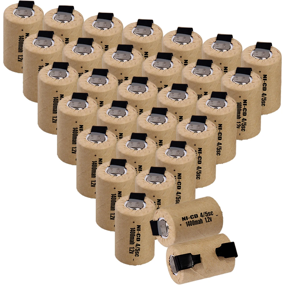 30 шт 4/5SC батареи 1,2 V батареи для электроинструментов 1400mah nicd 3,3 cm* 2,2 cm цвет случайный