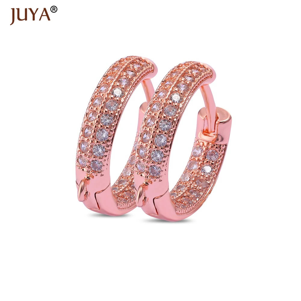 rose gold Креативное Золотое серебряное ушное кольцо с австрийскими кристаллами, серьги для рукоделия, женские серьги для изготовления ювелирных изделий, застежки-крючки - Цвет: rose gold