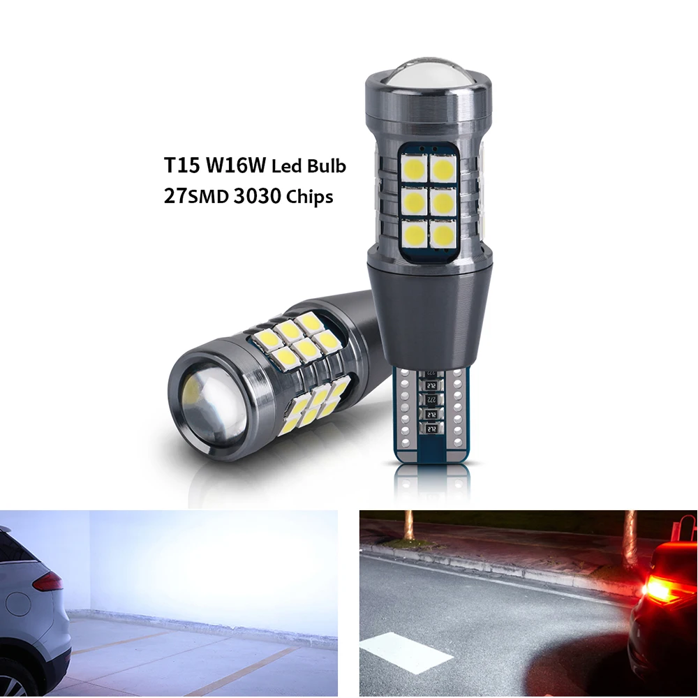 2 pces superbright t15 w16w wy16w carro conduziu a luz 3030 smd canbus nenhum erro para a lâmpada de freio reversa interior do automóvel 6000k lâmpada do diodo vermelho