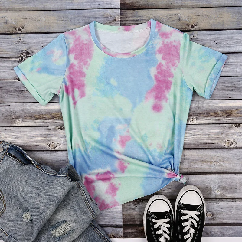 Для женщин camisetas «вареный» футболка для девочек Одежда для девочек, летнее повседневное красочные кепки, кепки в стиле футболка класса люкс топ camiseta mujer новое поступление