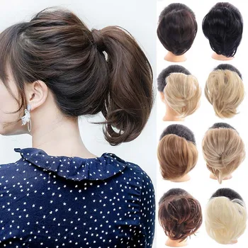

DIANQI Female Elastic Straight Hair Bun Donut Chignon Rubber Synthetic Hair Band Scrunchie Wrap in Ponytail Hairpieces