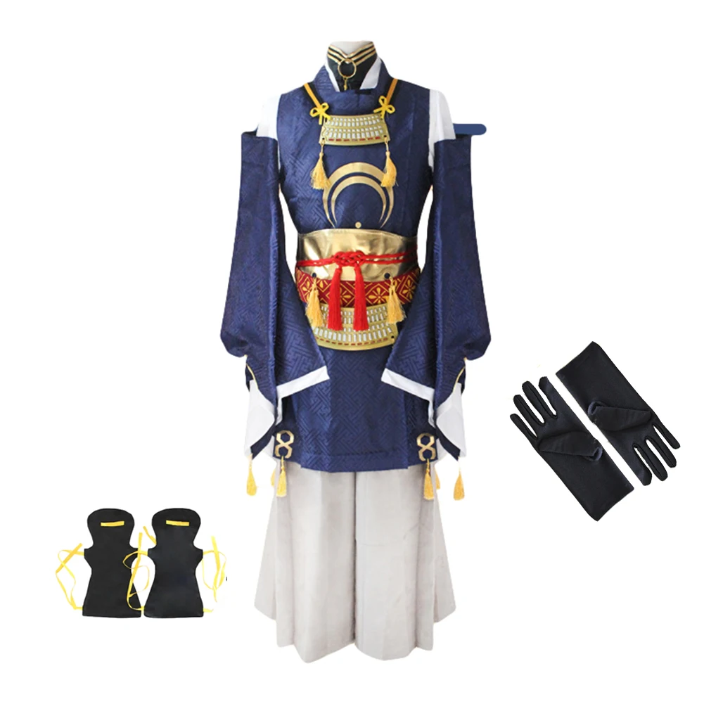 

Brdwn The Sword Dance Touken Ranbu Mens Kashuu Mikazuki Munechika Costume Samurai uniform(Trench+Vest+Pants+Armor)