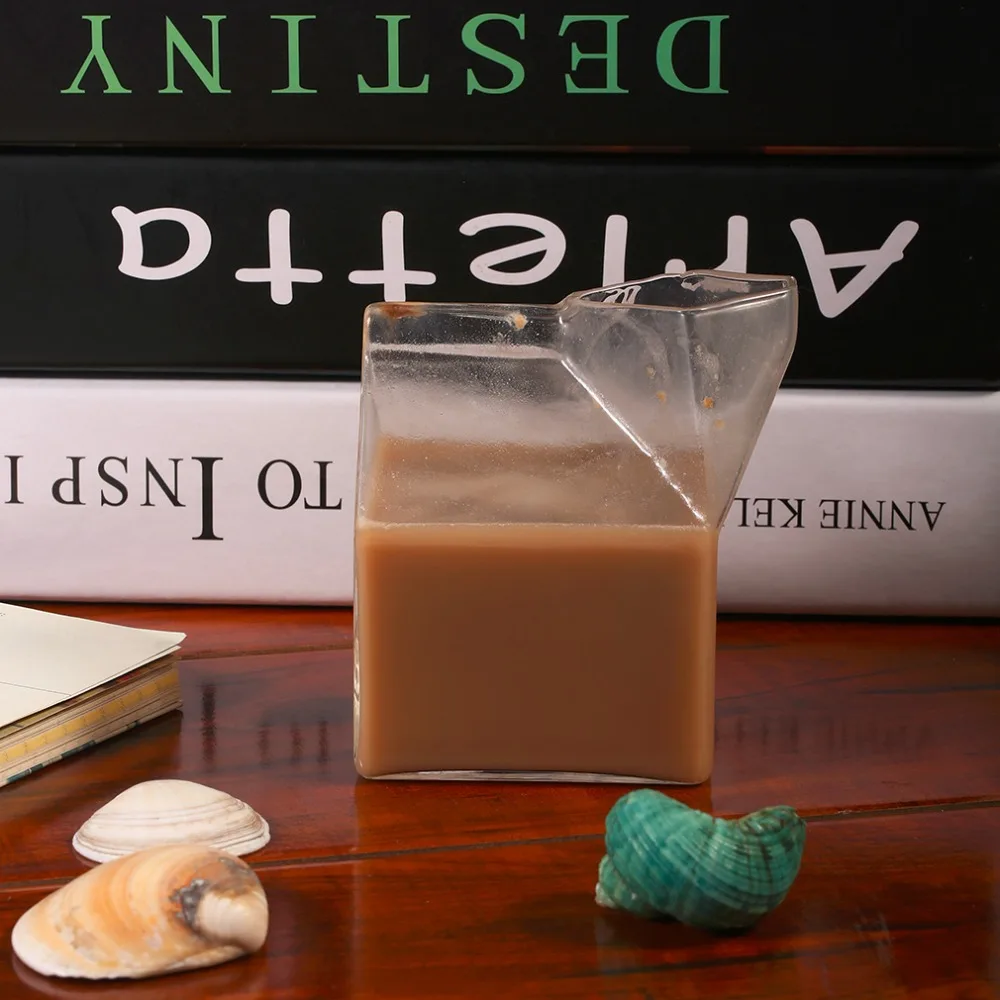 Креативная американская половинная кувшин для молока в виде молочной коробки стеклянная чашка кофейная стеклянная чашка для сока уникальный дизайн ручная работа