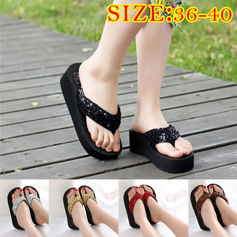 

Summer Women Flip Flops Shoes Women EVA Sequins Beach Slippers Flops Sandals Casual Women Wedges Slippers Zapatos Mujer Slides