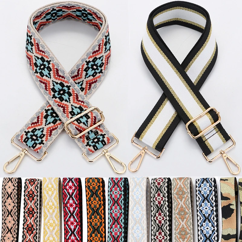 Jacquard Bag Strap Women Handbag Belt Wide Shoulder Bag Strap Replacement Strap Accessory Bag Part Adjustable Belt For Bag 130cm