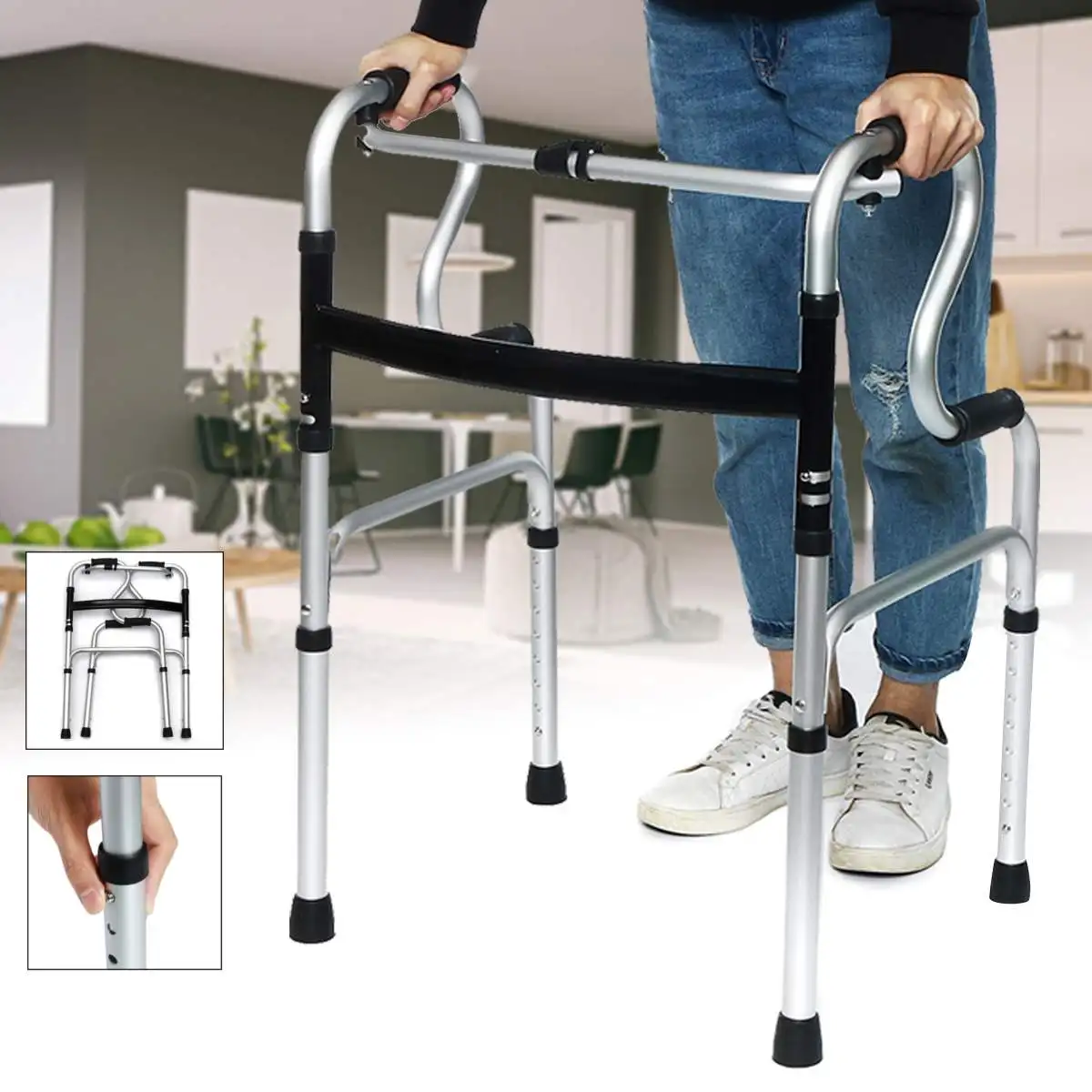 

FoldingToilet-Chair Foot-Stool Aluminum Chair-Top-Rated-Shower Seat-Stool-Armrest Commode Walker Walking Frame