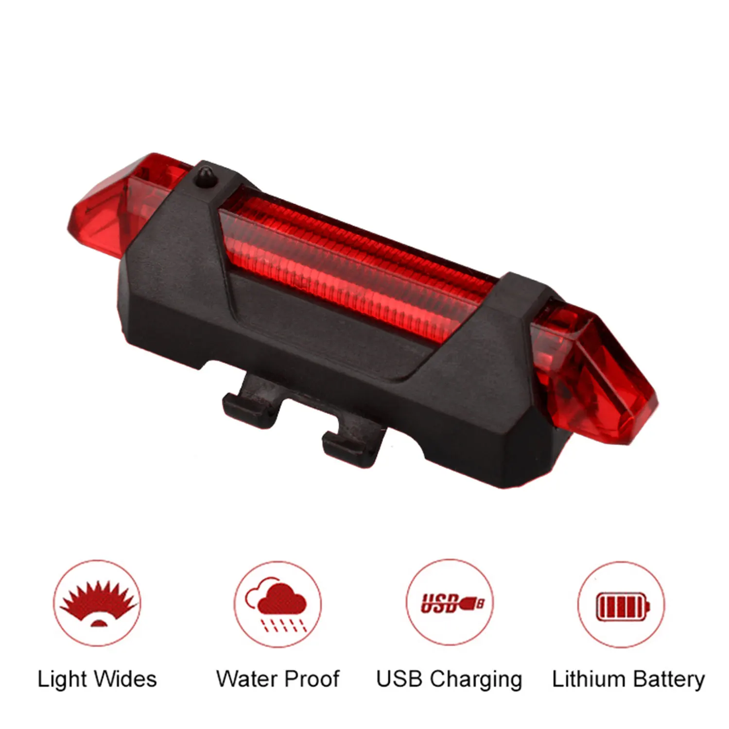 Cycling 5 LED USB Rechargeable Bike Bicycle Tail Warning Light Rear Safety Lamp 