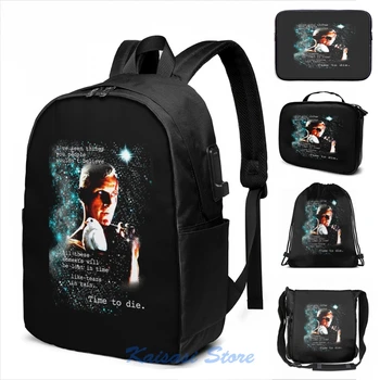 

Funny Graphic print Blade Runner - Time to Die USB Charge Backpack men School bags Women bag Travel laptop bag