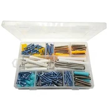 

300Pcs Self Tapping Screws Bolts Plastic Anchors Assorted Set with Storage Case Hardware Fasteners Suppies