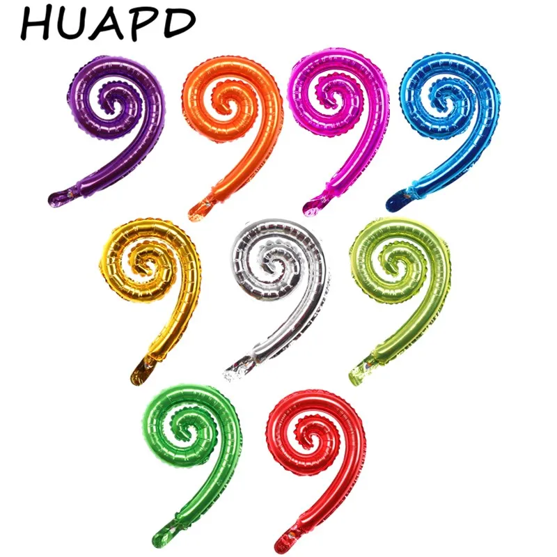 10pcs Colorful Spiral Wave Curve Foil Single or Double Rolls Balloons Family Birthday Party Wedding Decoration Wall Stickers Inf | Дом и сад