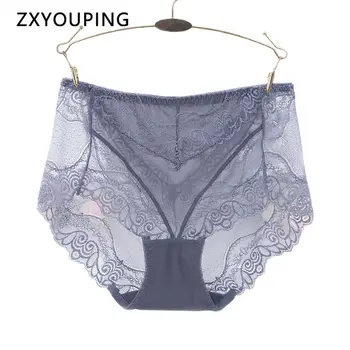 

Transparent Sexy Panties Women High Waist Underwear Mesh Lace Stitching Seamless Briefs Ultra Thin Breathable Intimates Lingerie