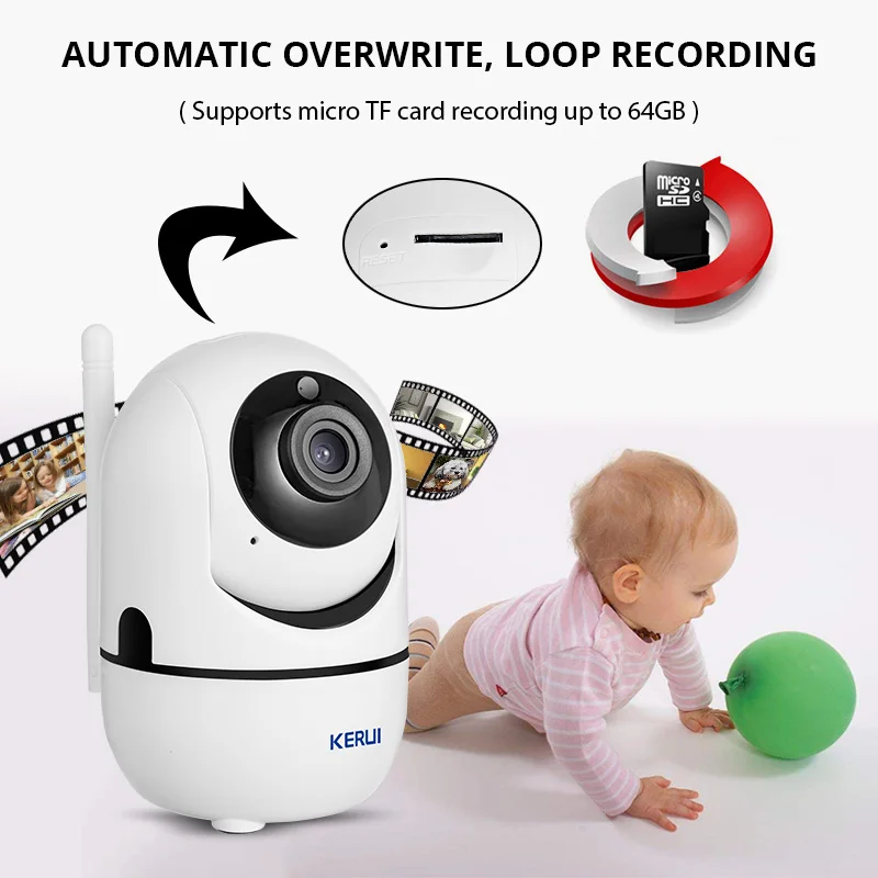 Skup KERUI 1080P 2MP pełny aparat ip hd Mini bezprzewodowy WiFi mały kryty przenośny bezpieczeństwo w domu kamera monitoringu cctv Night Vision