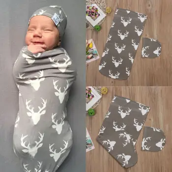 

Newborn Infant Baby Swaddle Wrap Newborn Blanket Sleeping Bag With Headband